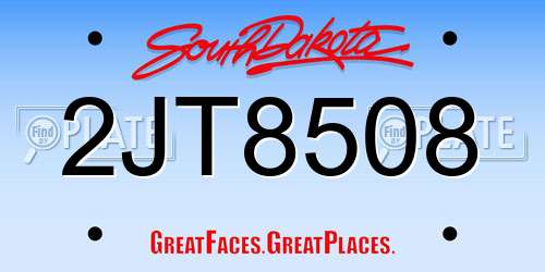 2JT8508 South Dakota License Plate