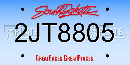 2JT8805 South Dakota License Plate