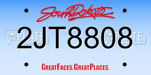 2JT8808 South Dakota License Plate