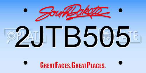 2JTB505 South Dakota License Plate