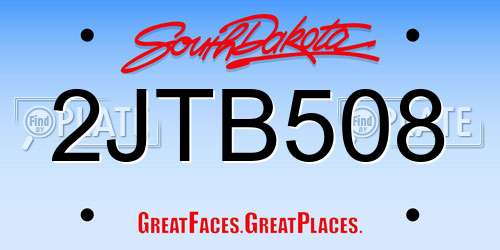 2JTB508 South Dakota License Plate