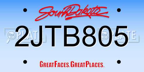 2JTB805 South Dakota License Plate