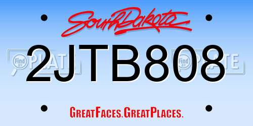 2JTB808 South Dakota License Plate