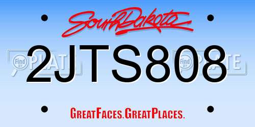 2JTS808 South Dakota License Plate