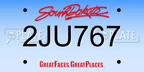 2JU767 South Dakota License Plate
