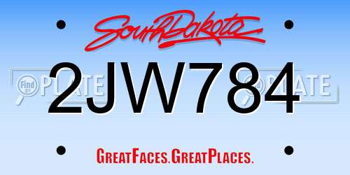 2JW784 South Dakota License Plate