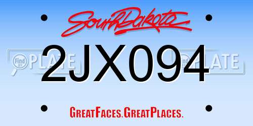 2JX094 South Dakota License Plate