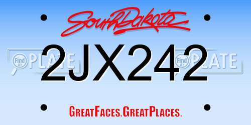2JX242 South Dakota License Plate