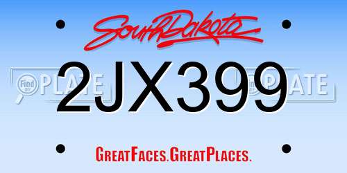 2JX399 South Dakota License Plate
