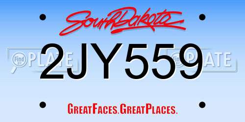 2JY559 South Dakota License Plate