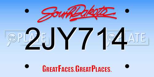 2JY714 South Dakota License Plate
