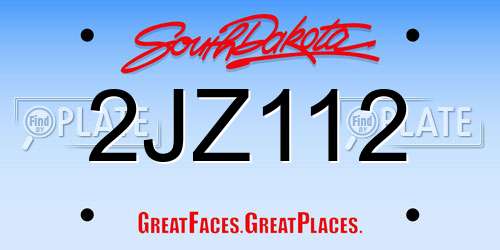 2JZ112 South Dakota License Plate