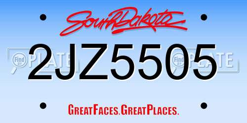 2JZ5505 South Dakota License Plate
