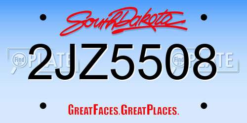 2JZ5508 South Dakota License Plate