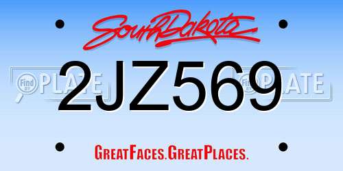 2JZ569 South Dakota License Plate