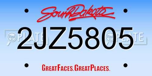 2JZ5805 South Dakota License Plate