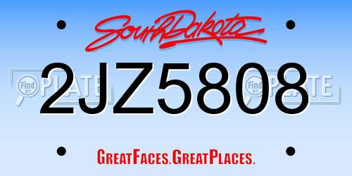 2JZ5808 South Dakota License Plate