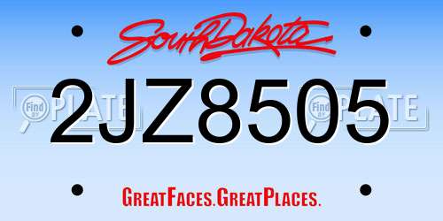 2JZ8505 South Dakota License Plate