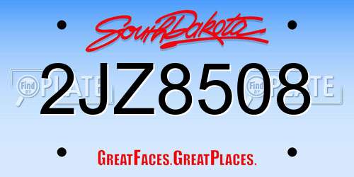 2JZ8508 South Dakota License Plate