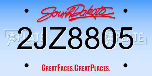 2JZ8805 South Dakota License Plate