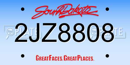 2JZ8808 South Dakota License Plate