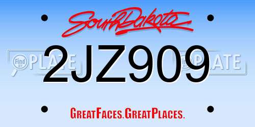 2JZ909 South Dakota License Plate