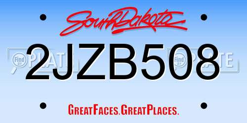 2JZB508 South Dakota License Plate