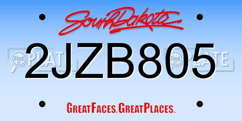 2JZB805 South Dakota License Plate