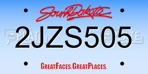 2JZS505 South Dakota License Plate