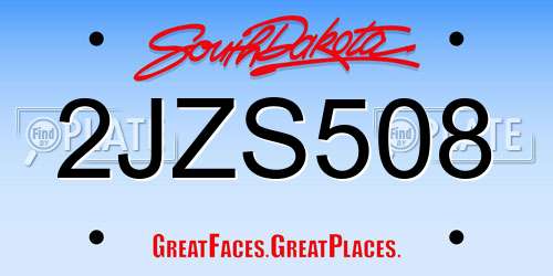 2JZS508 South Dakota License Plate