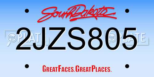 2JZS805 South Dakota License Plate