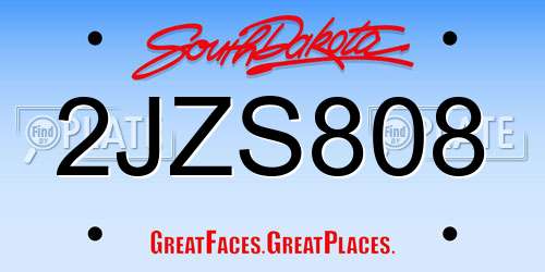 2JZS808 South Dakota License Plate