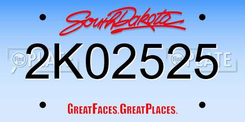 2K02525 South Dakota License Plate
