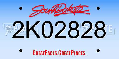 2K02828 South Dakota License Plate