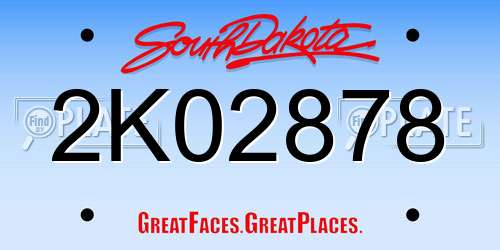 2K02878 South Dakota License Plate