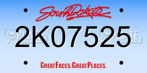 2K07525 South Dakota License Plate