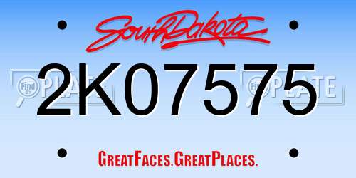 2K07575 South Dakota License Plate