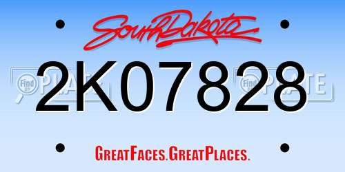 2K07828 South Dakota License Plate