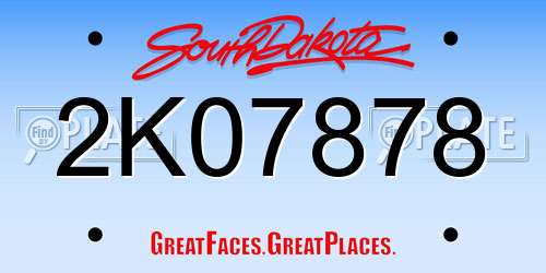 2K07878 South Dakota License Plate