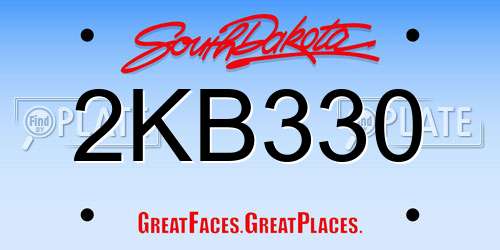 2KB330 South Dakota License Plate