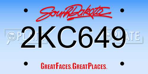 2KC649 South Dakota License Plate