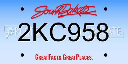 2KC958 South Dakota License Plate