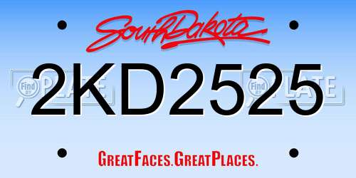 2KD2525 South Dakota License Plate