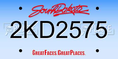 2KD2575 South Dakota License Plate