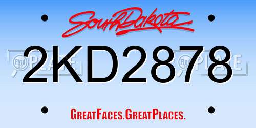2KD2878 South Dakota License Plate