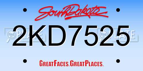 2KD7525 South Dakota License Plate