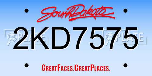 2KD7575 South Dakota License Plate