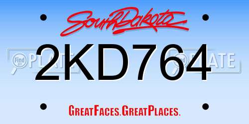 2KD764 South Dakota License Plate