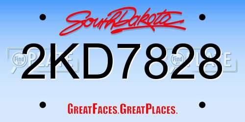 2KD7828 South Dakota License Plate