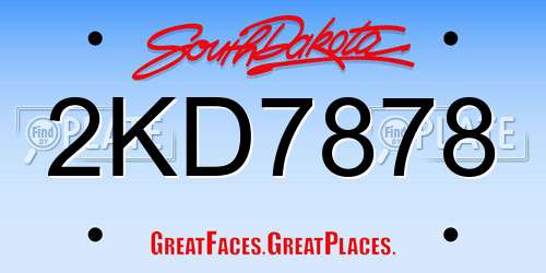 2KD7878 South Dakota License Plate